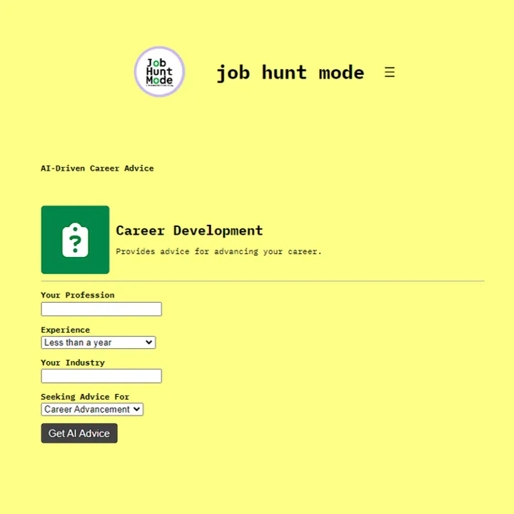 Develop your career with Job Hunt Mode's Career Advice Tool