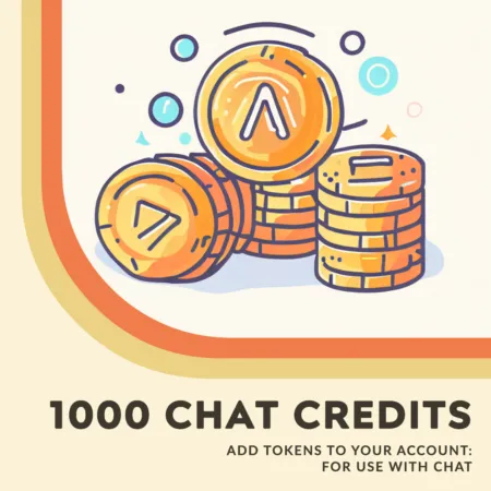 Illustration of flat vector style coins branded with '1000 Chat Credit' for AI-powered career advice